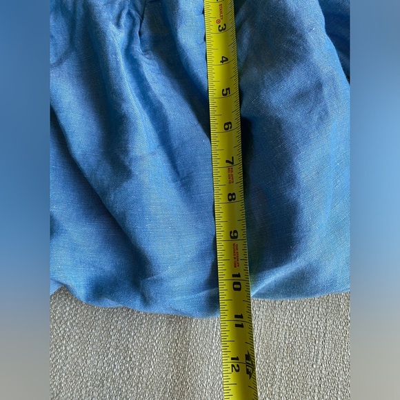 Free People Top Women’s Small In The Limelight Linen Blue Off-Shoulder Crop - Picture 7 of 10